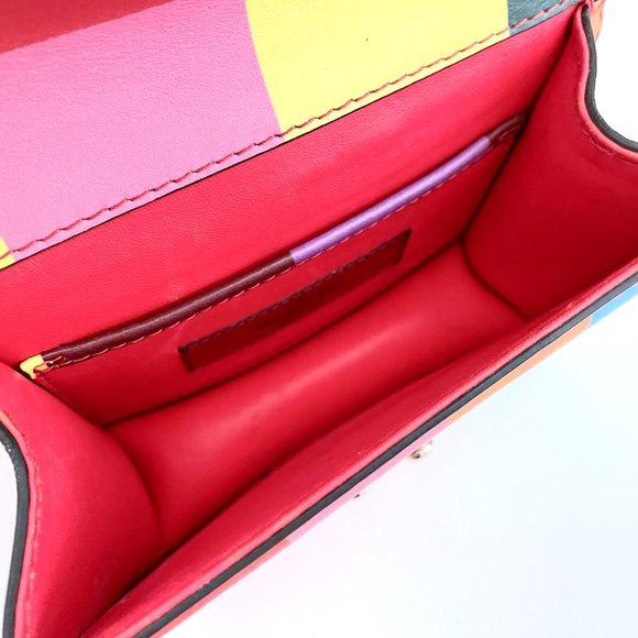 VALENTINO 1973 Rainbow Mini Lock Bag Rockstud Stripe Chevron Crossbody - Picture 14 of 16